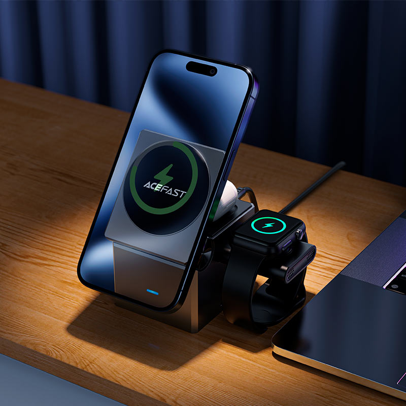 Rubik's Cube 3-in-1 Wireless Charging Holder - MFI Approved