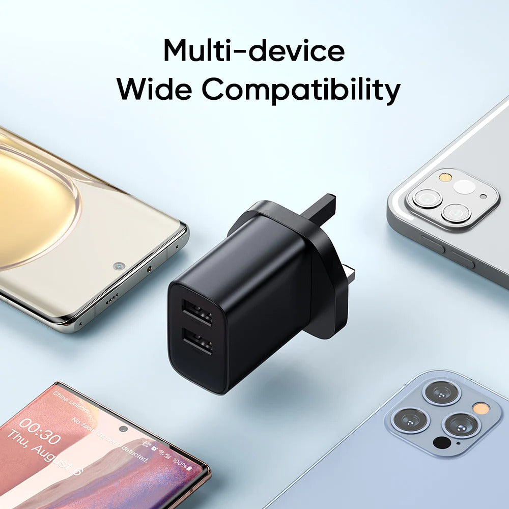 12W Dual USB Charger with USB C Cable